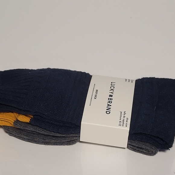 Lucky Brand 2-Pack Super Soft Boot Socks, Men's Shoe Size 6-12, Gray/Navy Blue - Picture 3 of 7